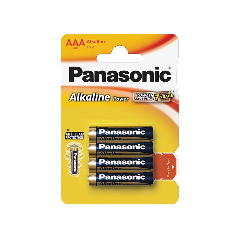 Panasonic AAA Alkaline Wegwerpbatterijen, 4 stuks, Blauw/Goud
