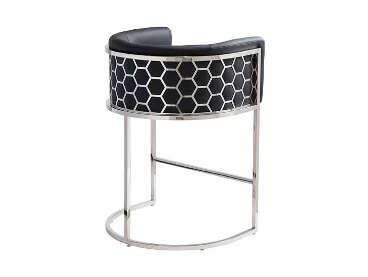 Alveare Thekenhocker - Silber - Schwarzes Kunstleder
