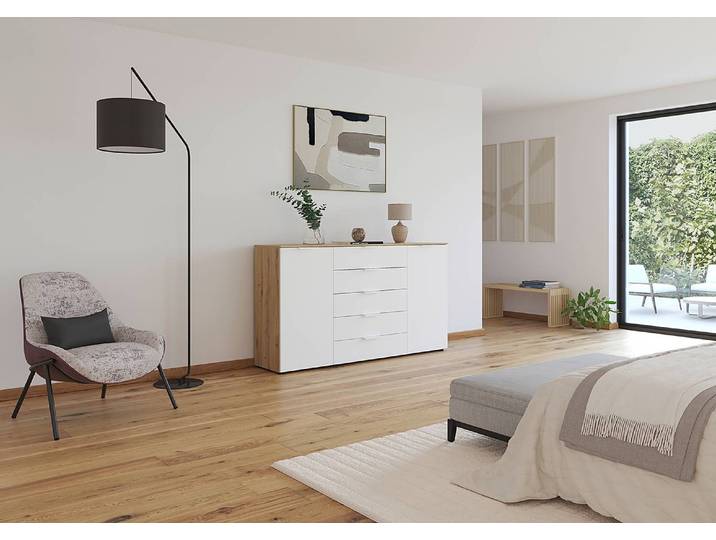 Buffet Flipp 180cm Marron/Blanc alpin/Imitation chêne Artisan