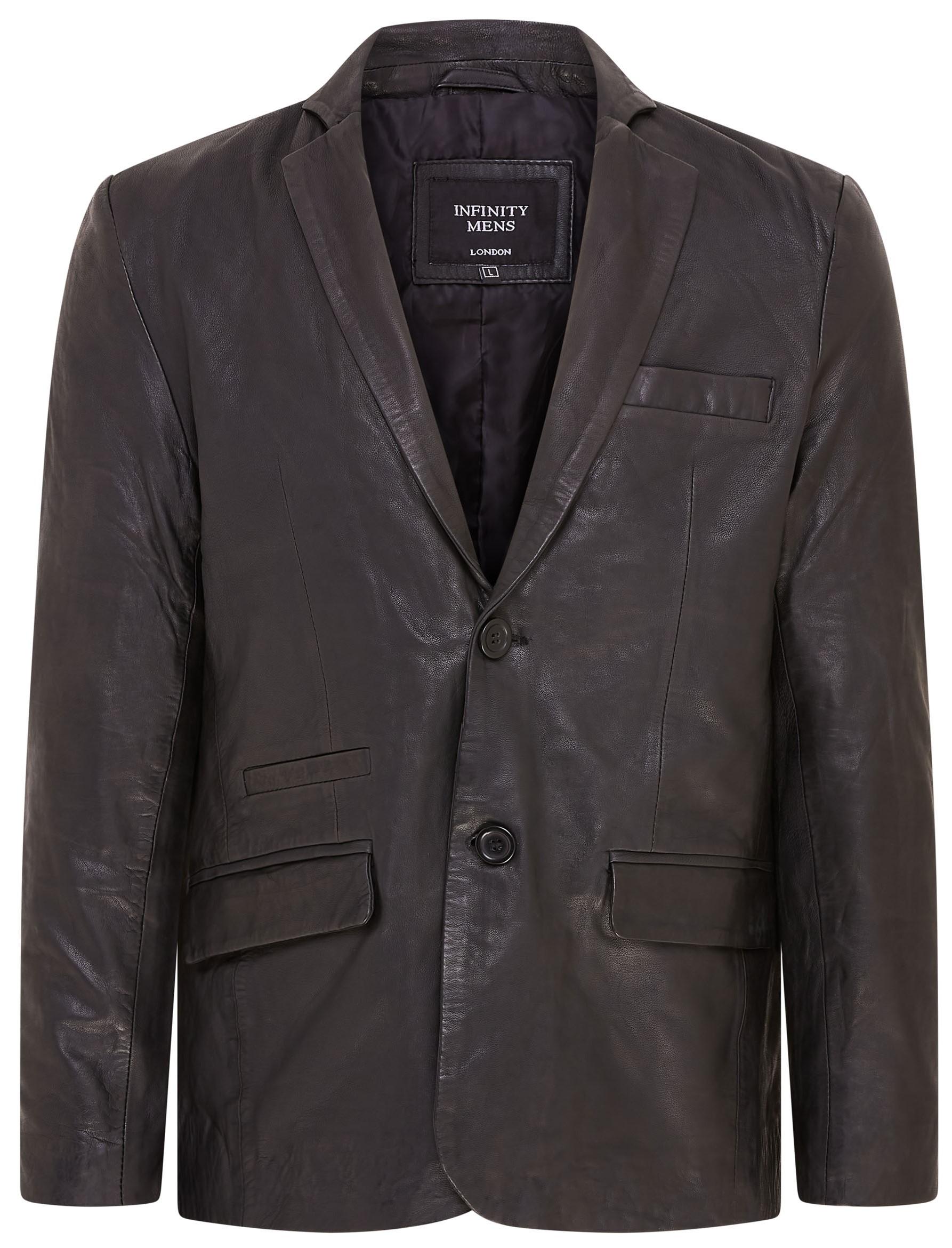 Schwarze schmale italienische Blazerjacke aus Leder für Herren - Somero