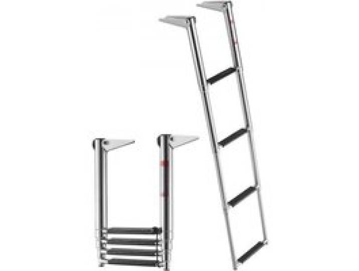VEVOR Échelle de Bateau 4 Marches en Acier Inoxydable, Échelle de Baignade Télescopique et Pliante pour Bateau Hors-Bord, Yacht, Ponton et Piscine, Capacité de Charge 408,23 kg, Marches Antidérapantes