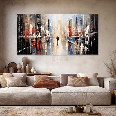 Handgefertigtes Ölgemälde auf Leinwand, Wandkunst, Dekoration, abstrakte Architektur, Straßenlandschaft, Landschaft für Heimdekoration, gerolltes, rahmenloses, ungedehntes Gemälde