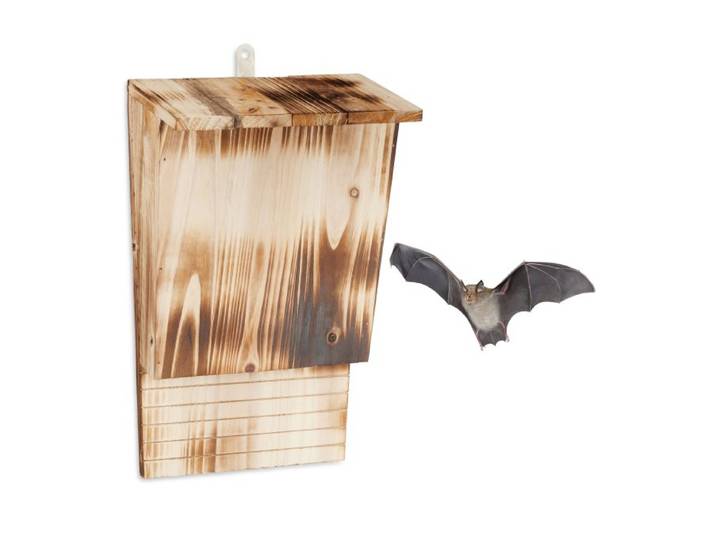 Relaxdays Fledermauskasten aus geflammten Holz