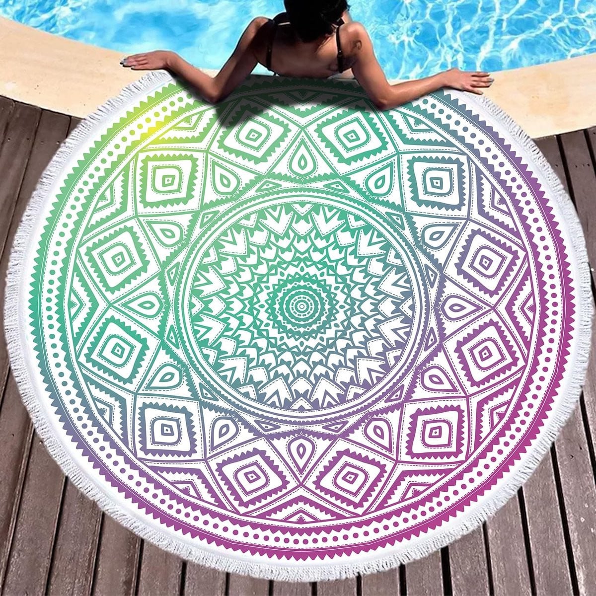 Omgoods Mandala Microfiber Strandlaken - XXL Rond Yoga Mat
