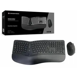 Conceptronic Orazio Ergo Wireless Ergonomic Keyboard and Vertical Mouse Kit schwarz, USB, IT