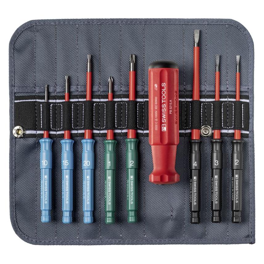 PB Swiss Tools Classic Slim Schraubenzieher Set (Pozidriv-Kreuzschlitz (PZ), Schlitz) (PB 5219.SU M1002-1450)