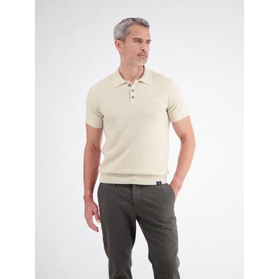 Poloshirt LERROS "Polo mit raffinierter Streifenstruktur aus Baumwollstrick", Herren, Gr. M, beige (broken weiß melange), 100% Baumwolle, ohne Ausschnitt, Shirts