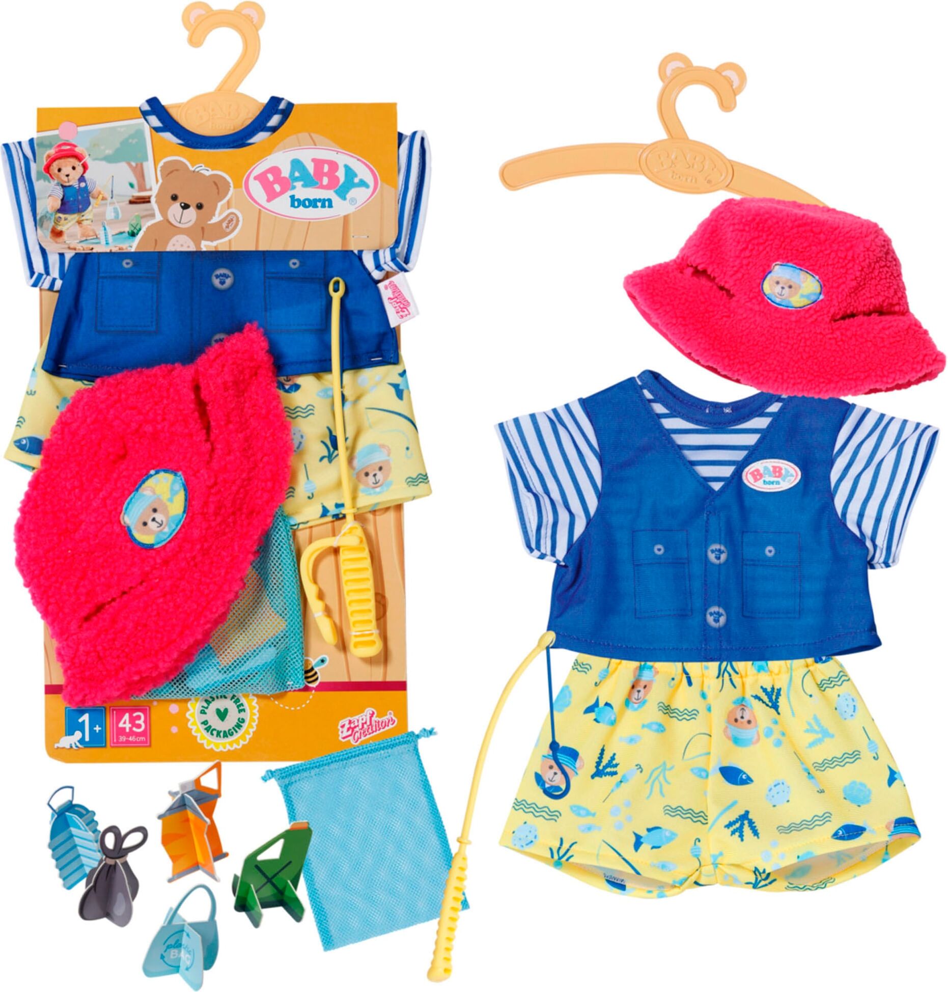 Puppenkleidung BABY BORN "Teddys Angler-Outfit", bunt, Puppenkleidung, Kinder, Puppenkleidung
