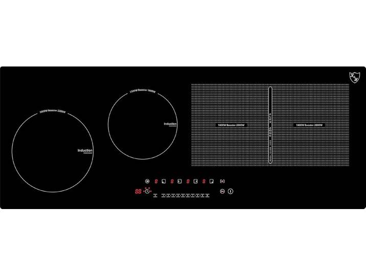 K&H Flex-Induktions-Kochfeld S90-IN-6000FLX, Topferkennung Ein/Aus Schalter Timer Restwärmeanzeige