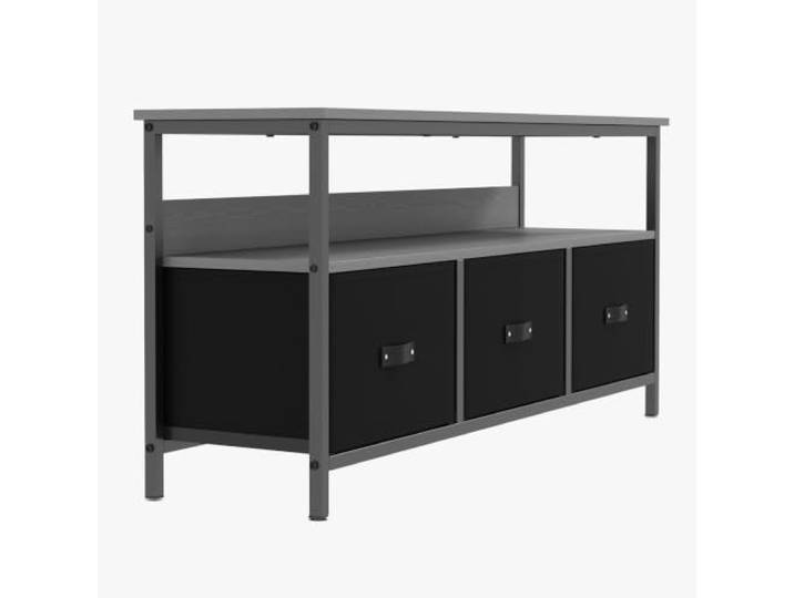 GarveeHome Schmales TV-Lowboard Bis 55 Zoll – Kommoden-Design Mit Stauraum, Schubladen & Ablagen, Media-Konsole/Entertainment Center Für Wohn- & Schlafzimmer, Farbe: Schwarz/Braun/Grau