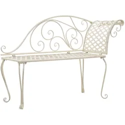vidaXL Garten-Chaiselongue 128 cm Metall Antik Weiß