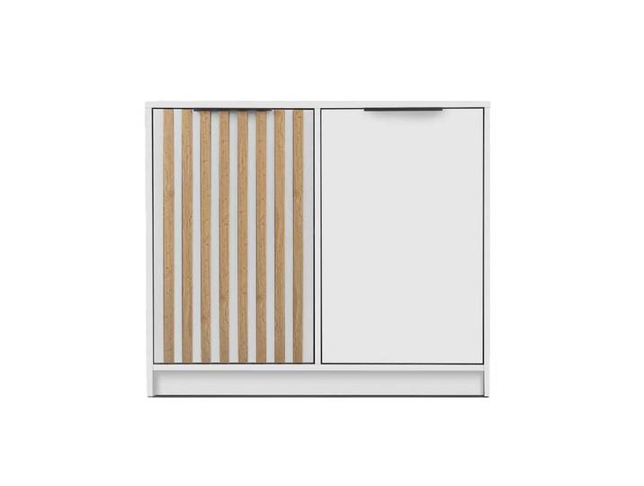 Masseno Kommode GAREN Sideboard mit 2 Türen für Wohnzimmer Schlafzimmer Modern 94x41x82 cm Weiß