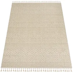 KADIMA DESIGN Teppich Kurzflor Struktur Wohnzimmer schmutzabweisend Creme Rechteckig 120x160 | 100% Polypropylen | Florhöhe: 7 mm | pflegeleicht