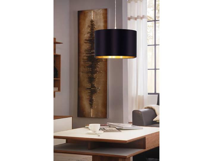 Suspension Maserlo II Ø 38cm Doré/Noir/Noir/Doré Tissu E27