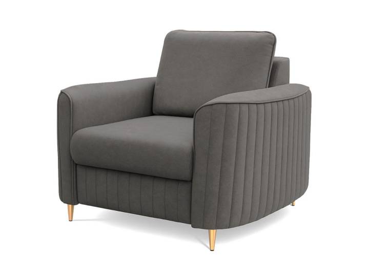 Sepro Meble Sessel Dunkelgrau Loren Mit Goldfarbenen Beinen, Grau, 100x85x94 cm, Wohnzimmer, Sessel, Polstersessel