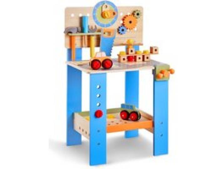 VEVOR Kinder Werkbank, 62-teilig, Holz-Werkzeugbank für Kinder ab 3 Jahren, Spielwerkzeuge Bauwerkzeuge mit realistischen Werkzeugen, Bauspielzeug-Set, kreatives und lehrreiches Konstruktionsspielzeug