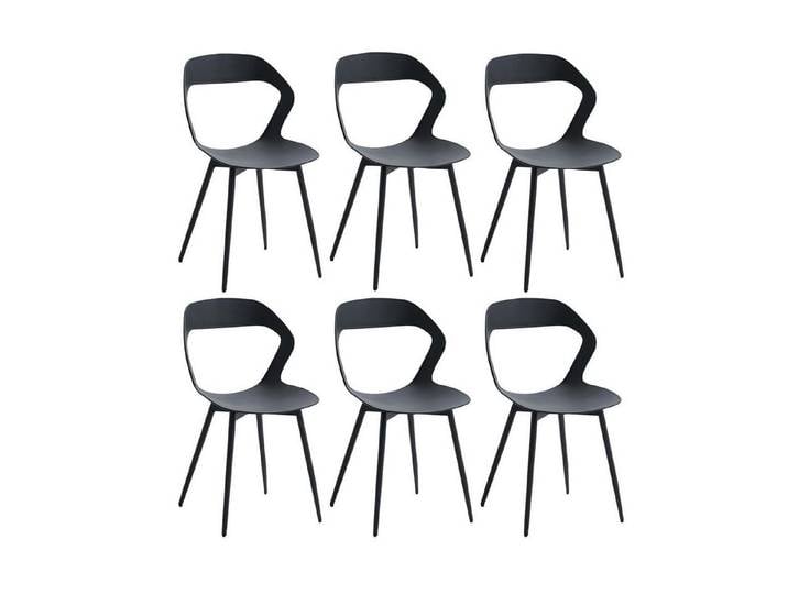 LuxusKollektion Esszimmerstuhl Esszimmerstuhl 6er Set Metallbeine Hohlrücken Schwarz schwarz 6er Set