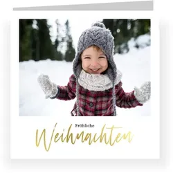 Weihnachtskarte: Goldene Weihnachten mit Fotos in Weiß