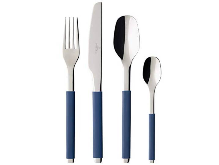 Villeroy & Boch - S+ Blueberry Tafelbesteck 24tlg., hochwertiges Edelstahlbesteck mit Silikongriff für bis zu 6 Personen, spülmaschinenfest, blau