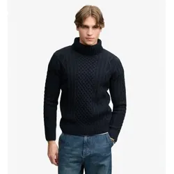 Superdry für Herren. M6110772A Jersey Jacob Cable Roll marineblau (M), Lässig, Wolle