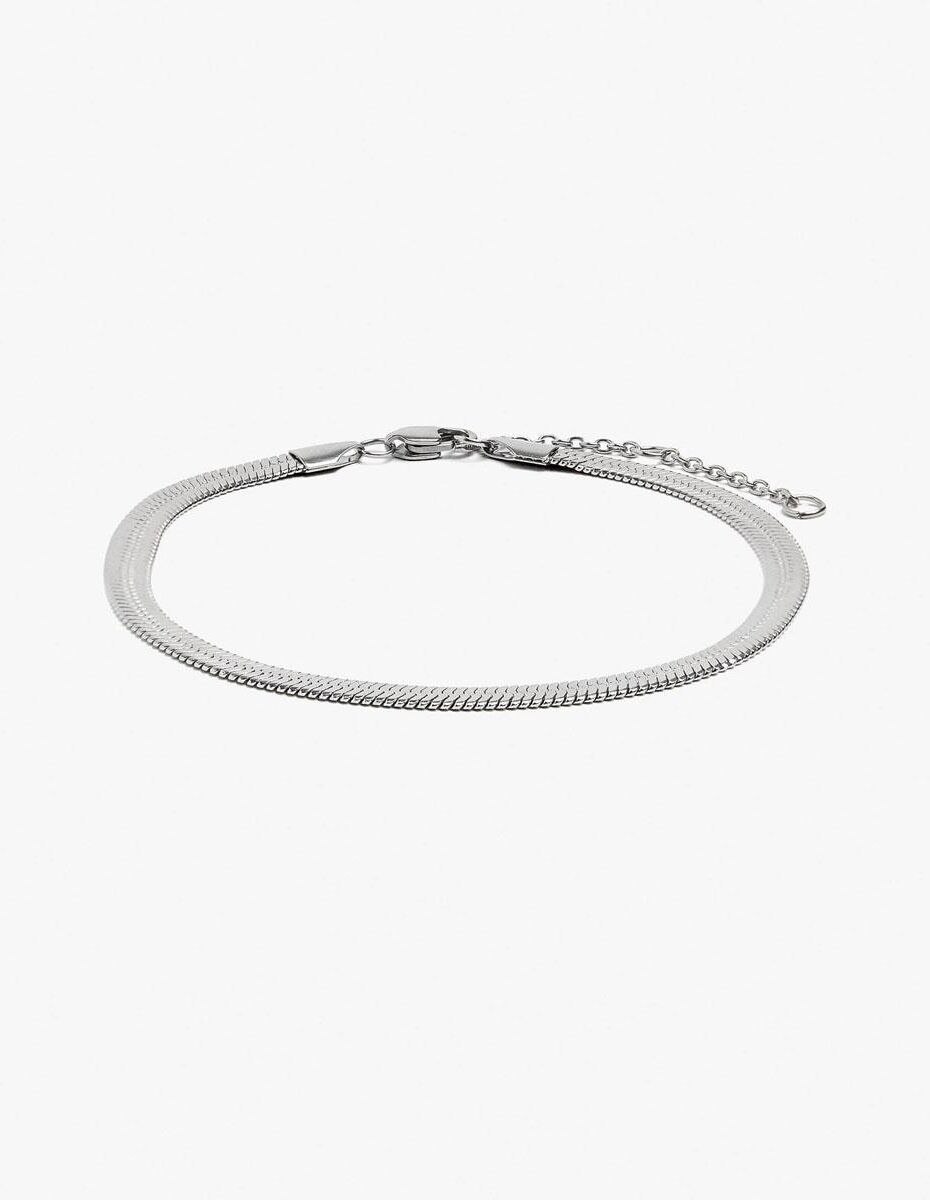 Parfois Pulsera de cadena de acero inoxidable en liso. Plateado