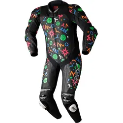 RST Pro Evo Airbag Doodle, Lederkombi 1tlg. perforiert - Schwarz/Grün/Blau/Rot/Orange - S