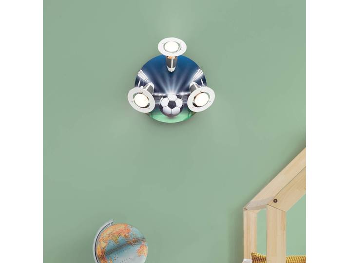 Elobra Deckenlampe Fußball Arena, dimmbar, grün, für Kinderzimmer, Holz, Deckenlampe