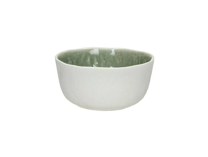 Bol à céréales en porcelaine blanc et vert céladon, rond - Pomax,