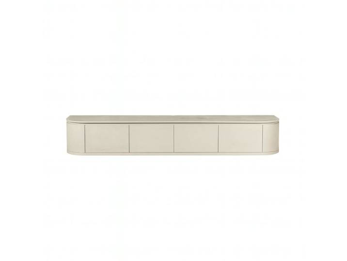 Meuble tv suspendu sable bords arrondis 240 cm
