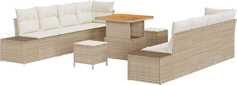 vidaXL Gartensofa-set Beige Poly Rattan