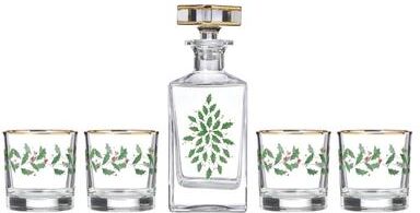 Lenox Holiday 5-Piece Decanter & Whiskey Glass Set