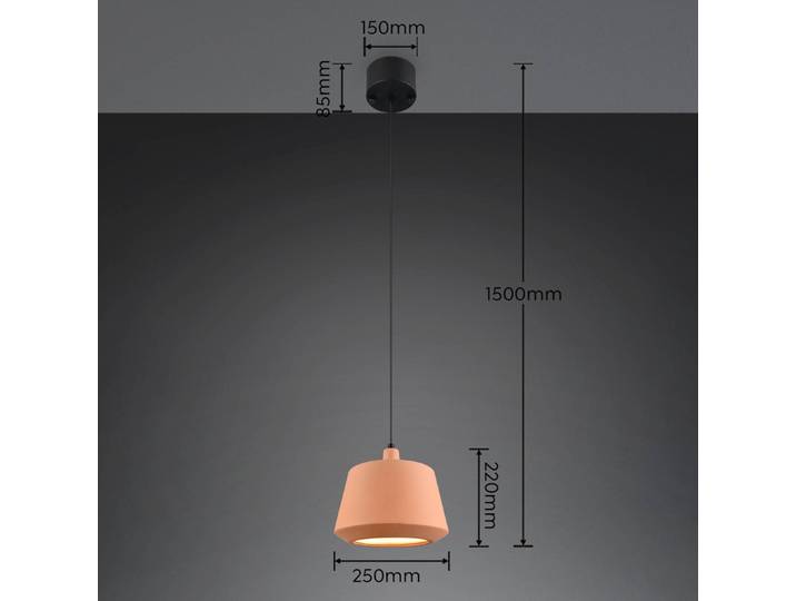 Reality Leuchten Hängeleuchte Mirea, dimmbar, terracotta, für Wohn- / Esszimmer, Keramik, Mediterran