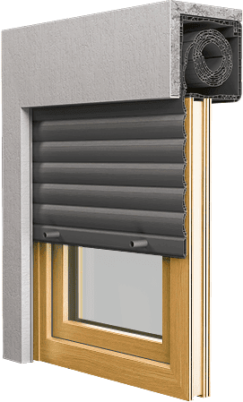 fenetre24.com Fenêtre en bois monobloc avec volet roulant intégré, classique IV 68 mm, clair 325, 800 x 800 mm, configuration personnalisée