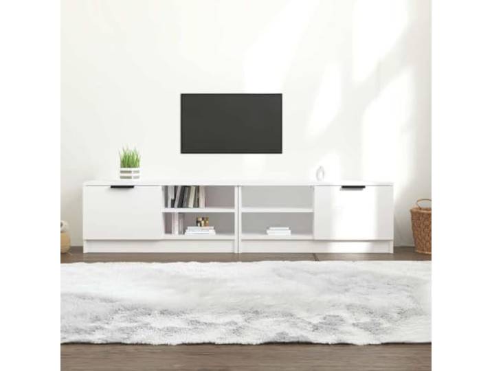 HEFZGDB TV-Schrank 2 Stück Weiß 80x35x36,5 cm Holzwerkstoff mit Stauraum und Schublade für Multimedia Geräte und Wohnzimmer Einrichtung