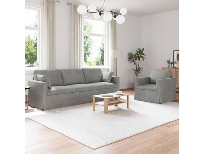 KGHERMDF Sofa Set 2 STK Hellgrau Samt Modulares Sofa mit Metallrahmen Samtbezug, Schaumstoffkissen, schwarzer Rahmen, modulare Anordnung, Innenbereich