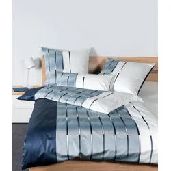 Janine Bettwäsche MILANO Mako-Satin 45026 nachtschattenblau perlblau Kissenbezug 80x80 cm