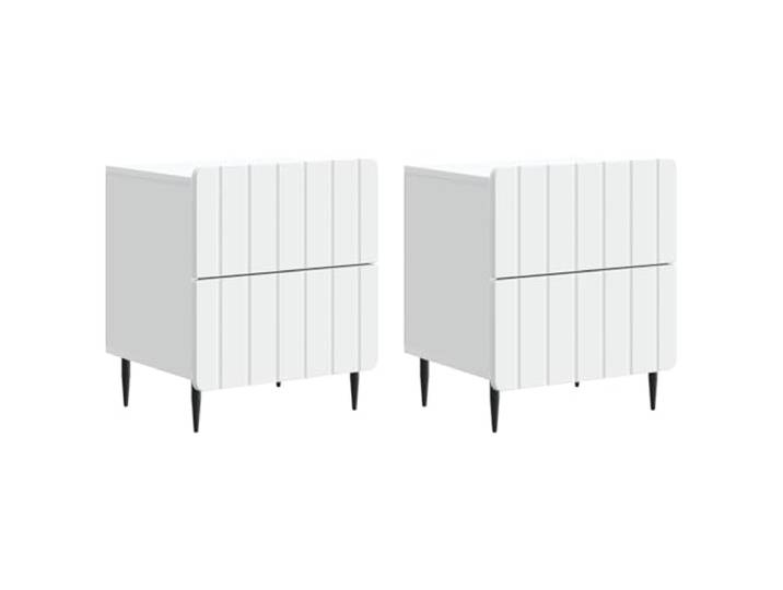 hliofuir 2er Set Nachttisch Weiß 43 x 34,5 x 49,5 cm Holzwerkstoff Modernes 2er Set Beistelltische fürs Schlafzimmer mit je 4 Schubladen für nützliche Aufbewahrung und Ordnung.