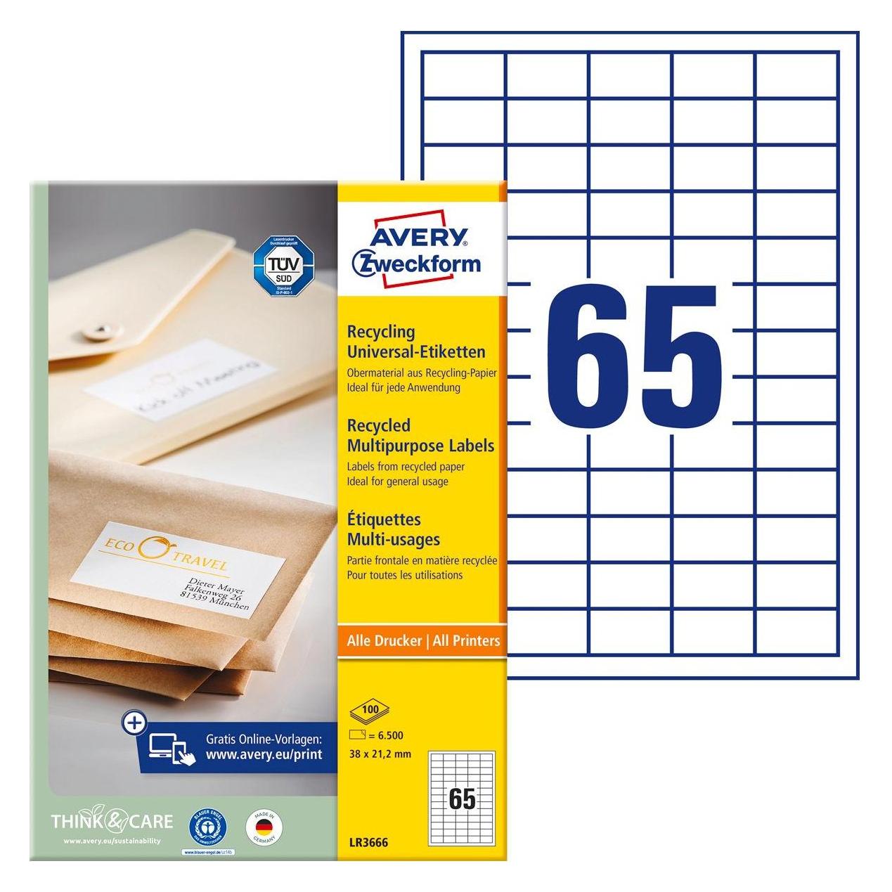 Avery Recycling Universal-Etiketten (LR3666)