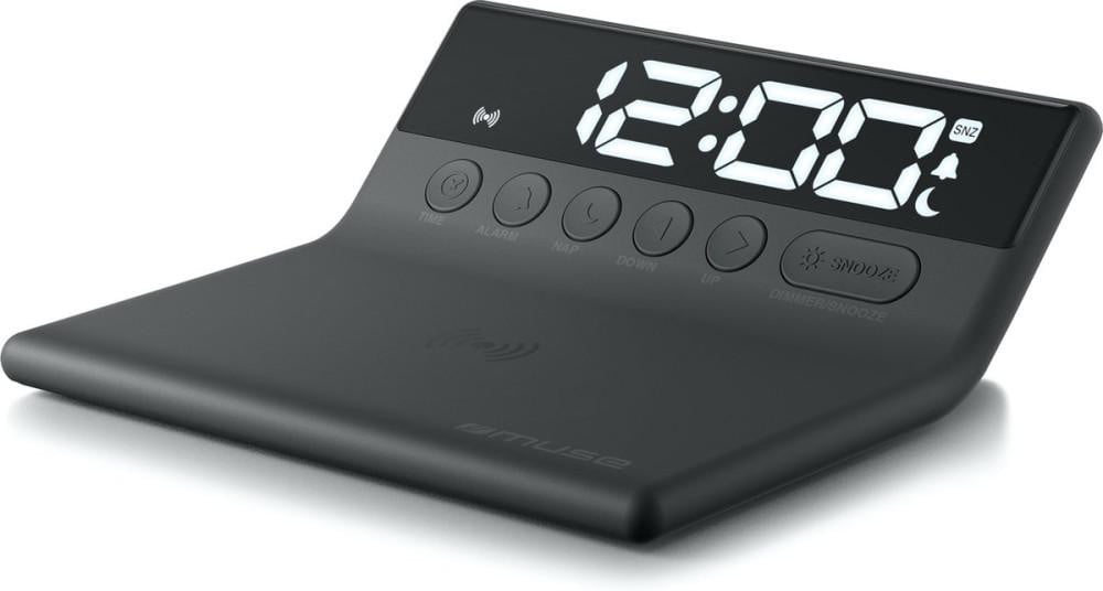 Muse M168WI Wekker met inductielading, zwart