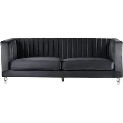 3-SITZER-SOFA Samtstoff Schwarz Arvika