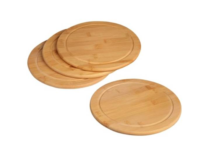 Kesper Vesperteller mit Saftrille, Bambus, 4er-Set, Ø 25 cm 5844215 Vier Bambusteller mit Saftrille für Brotzeit, Snacks und Grillgut