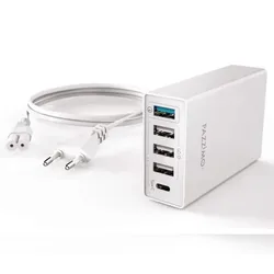 Ladestation 5-Fach Qualcomm Quick Charge 3.0 USB + USB-C 8A Weiß