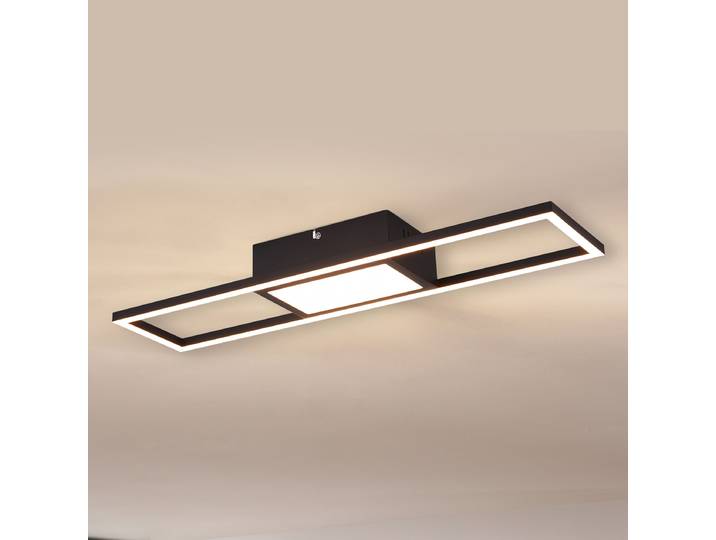 LED-Deckenleuchte 60 x 6 x 13cm Schwarz/Schwarz Eisen, lackiert Silikon LED LED-Platine