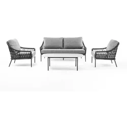 Segarda Loungemöbel Set Mykonos 4-tlg. Polyethylen Anthrazit / Charcoal