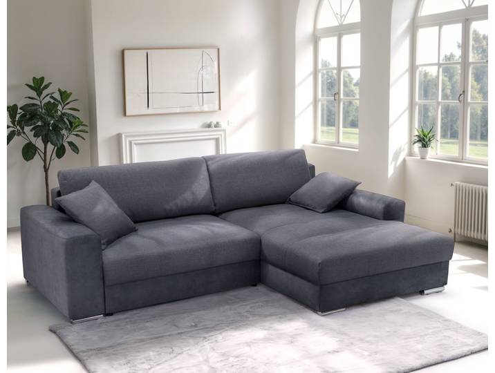 Ecksofa EXXPO - SOFA FASHION Larnaca, inkl. Bettfunktion & Bettkasten, bequem, Breite 269cm , grau (anthrazith), B:269cm H:90cm T:177cm, Sofas, Ecksofa, mit extrabreiten Rückenkissen und 2 Zierkissen