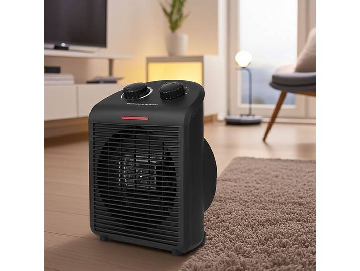 Heizlüfter mit Thermostat, schwarz, 2000W, 2 Heizstufen & Kaltluft