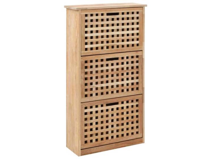 Armoire à chaussures - HELLOSHOP26 - 55x20x104 cm - Bois de noyer massif - 3 compartiments - 9 paires
