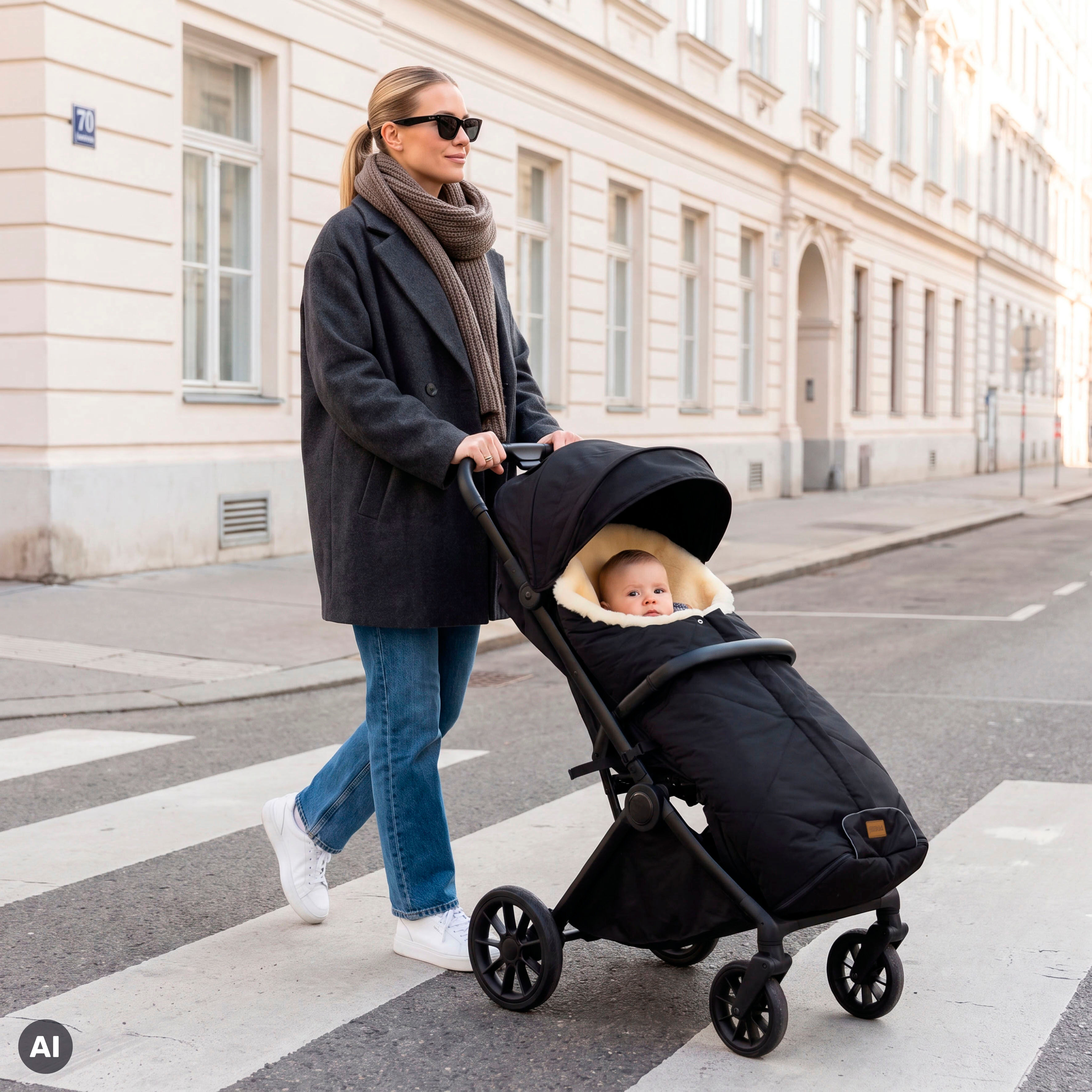 Fußsack FILLIKID "Rax, Lammfellfußsack", Baby, schwarz, Polyamid, Fußsäcke Fußsack