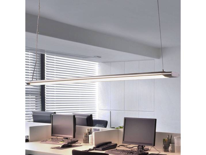 Arcchio LED-Pendelleuchte Vinca, 120 cm, 3.450 lm, 4.000 K Vinca, alu / grau / zink, für Arbeitszimmer / Büro, Kunststoff, Modern