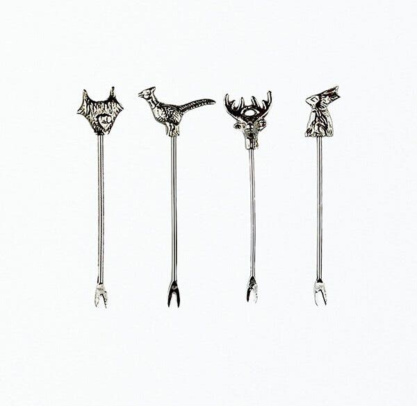 Selbrae House Just Slate Company Country Animals Set of 4 Olive Picks